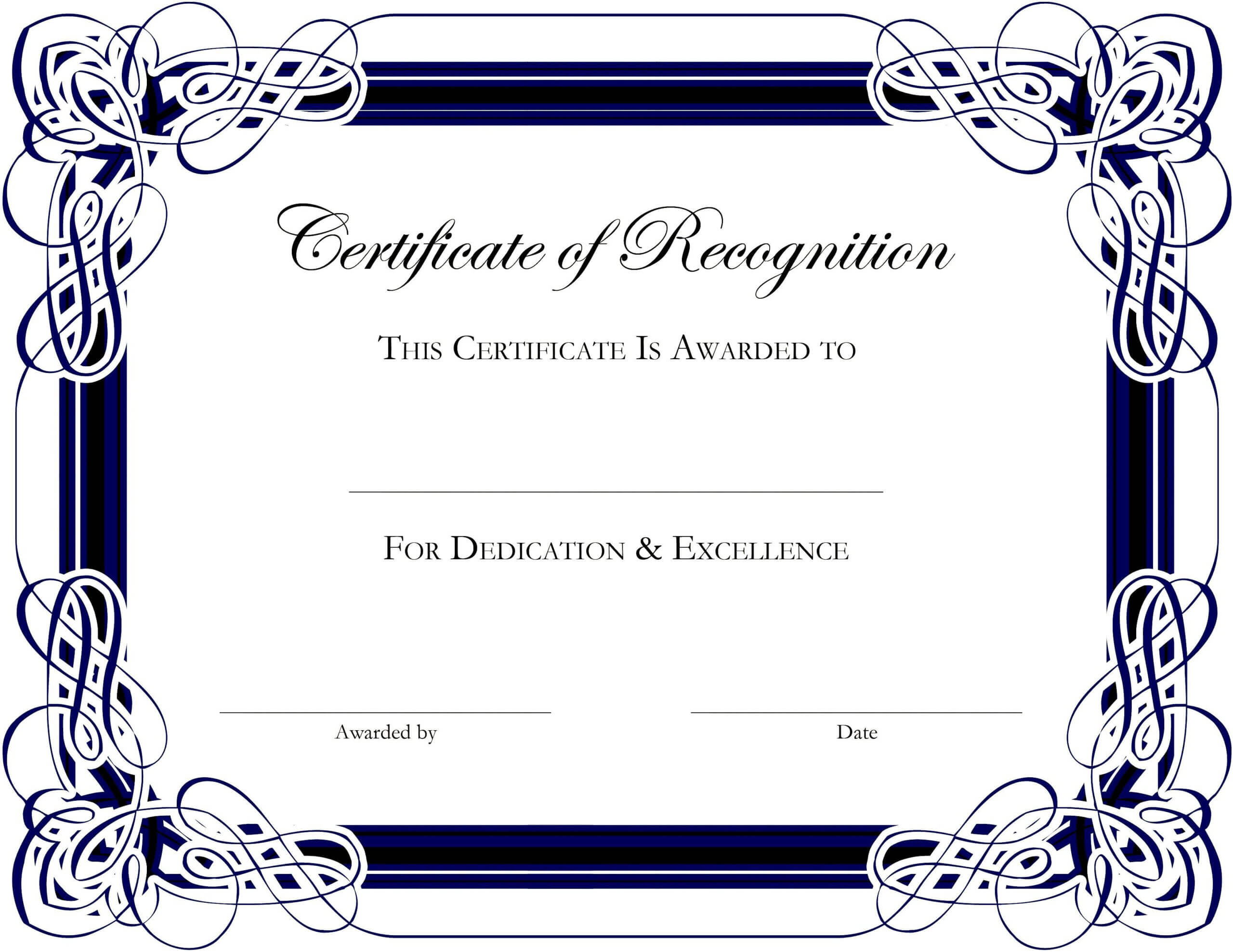 Award Templates For Microsoft Publisher | Besttemplate123 Inside Free Template For Certificate Of Recognition