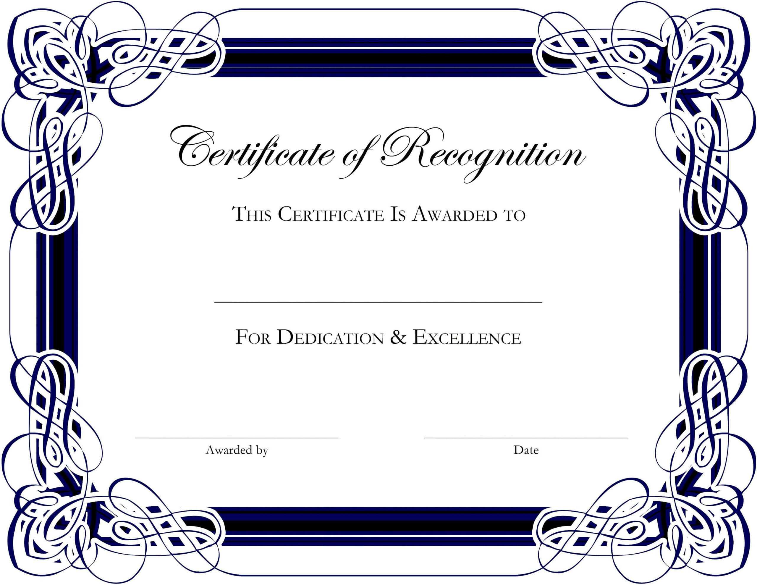 Award Templates For Microsoft Publisher | Besttemplate123 Inside Free Template For Certificate Of Recognition