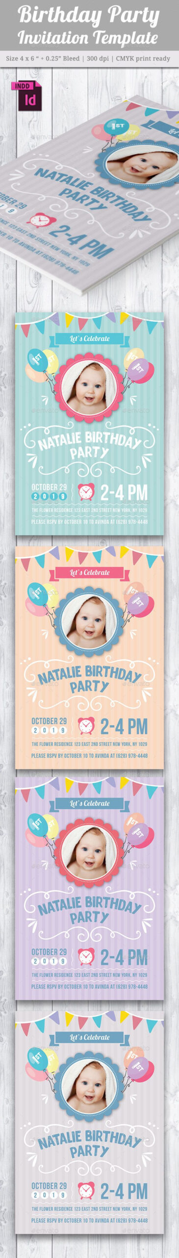 Baby Birthday Card Design Template Indesign Indd | Card Inside Birthday Card Template Indesign