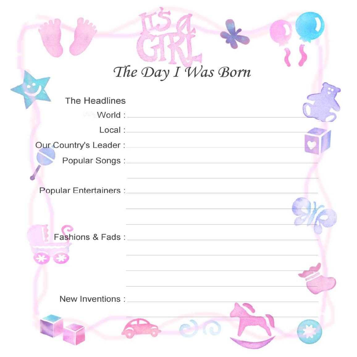 Baby Book Ideas – Google Search | Baby Record Book, Baby Pertaining To Girl Birth Certificate Template