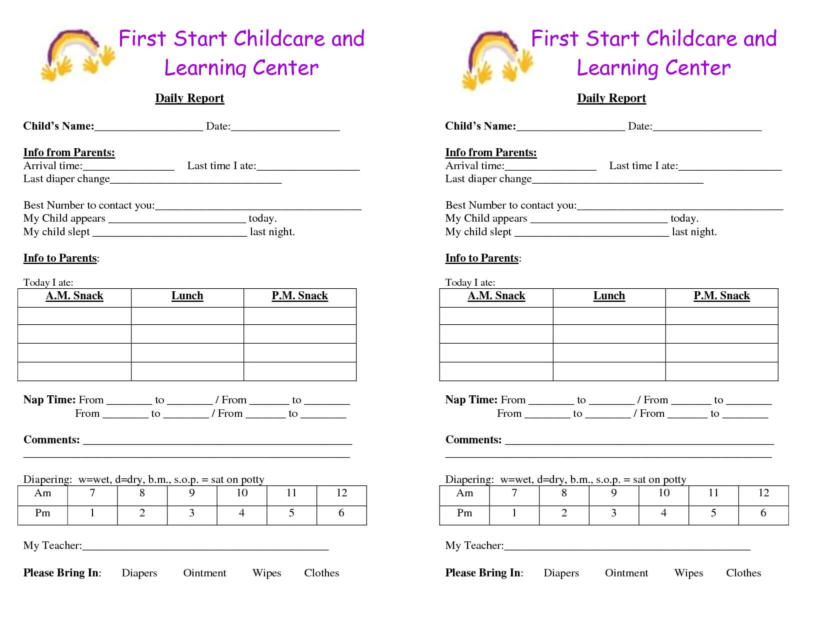 Baby Log Forms - Google Search | Infant Daily Report Inside Daycare Infant Daily Report Template