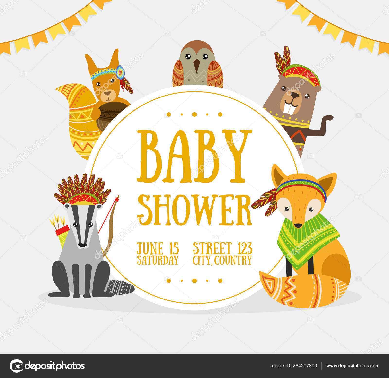 Baby Shower Banner Template With Place For Text And Cute Inside Baby Shower Banner Template