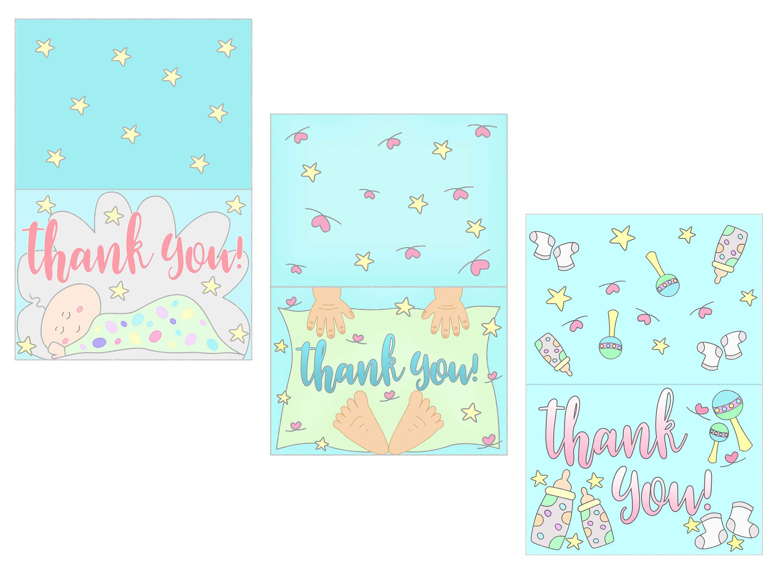 Baby Shower Thank You Cards Free Printable Regarding Thank You Card Template For Baby Shower
