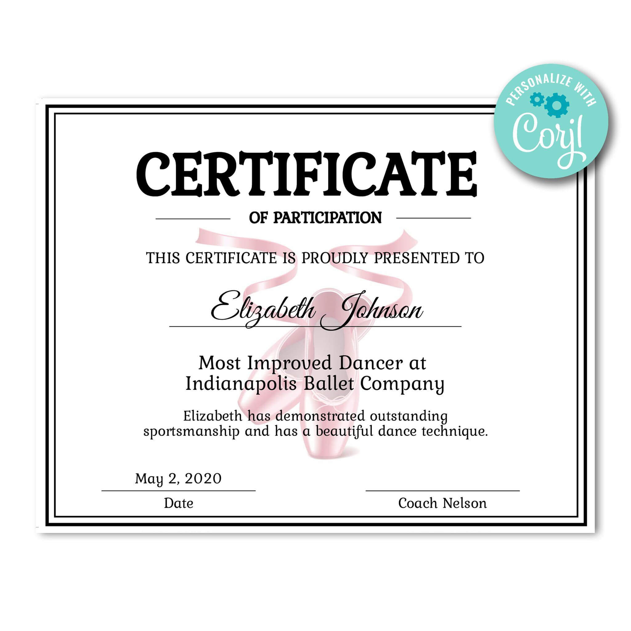 Ballet Certificate | Dance Technique, Certificate Templates Throughout Dance Certificate Template