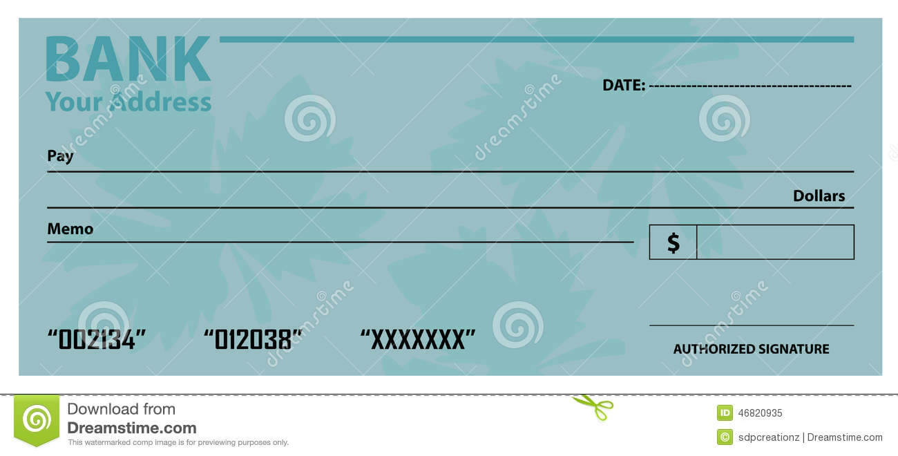 Bank Check / Cheque Template Stock Vector – Illustration Of Throughout Large Blank Cheque Template
