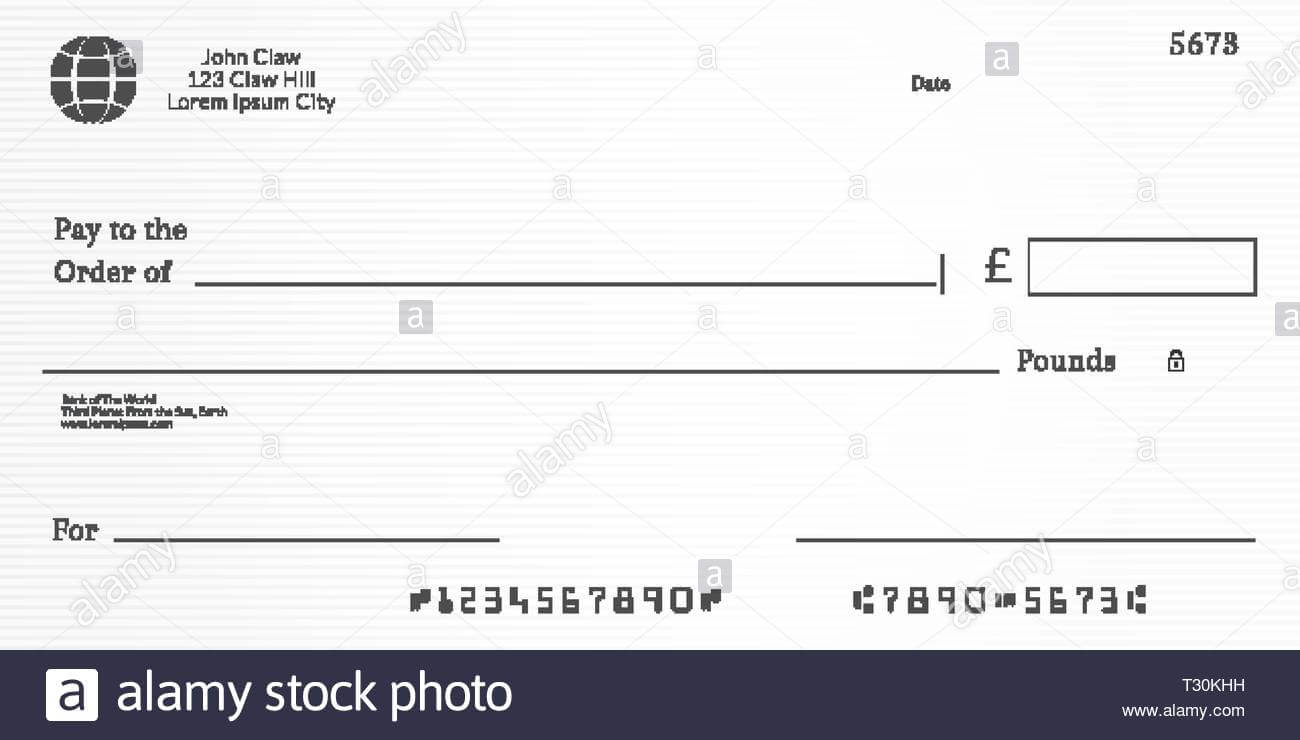 Bank Cheque Black And White Stock Photos & Images – Alamy For Blank Cheque Template Uk