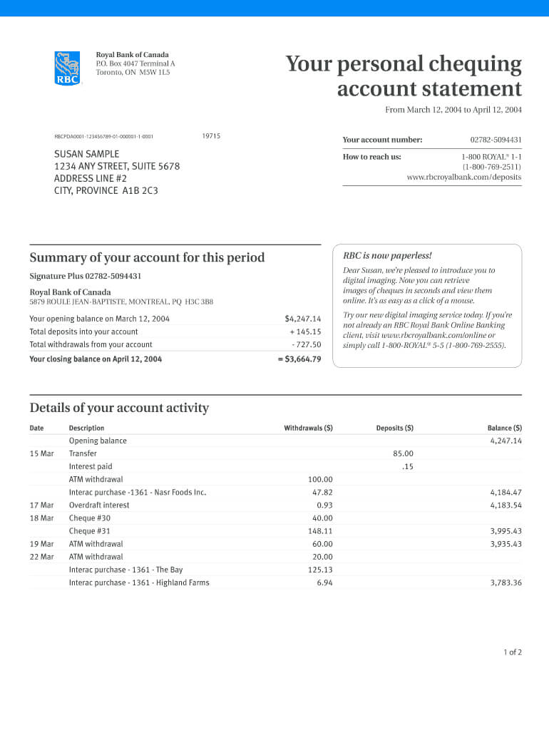 Bank Statement Generator – Fill Online, Printable, Fillable Intended For Blank Bank Statement Template Download