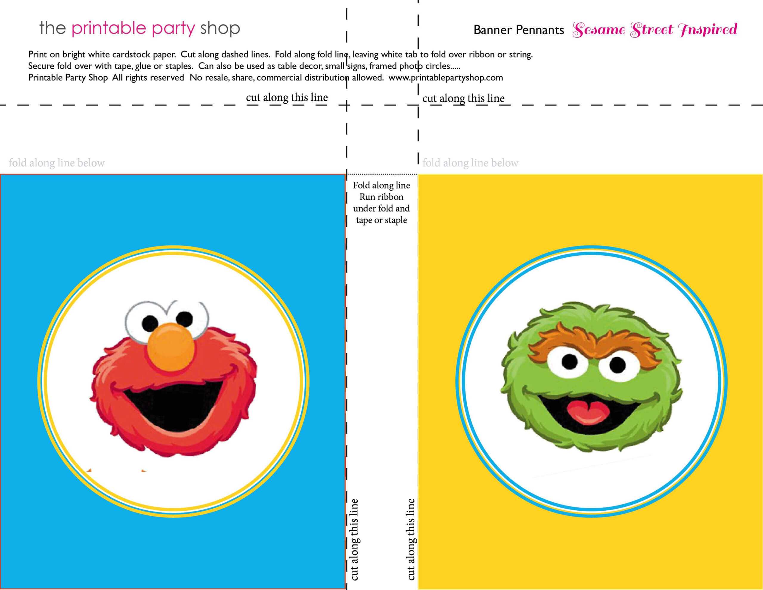 Banner Squares Elmo Oscar Sesame Street Printablepartyshop Pertaining To Sesame Street Banner Template