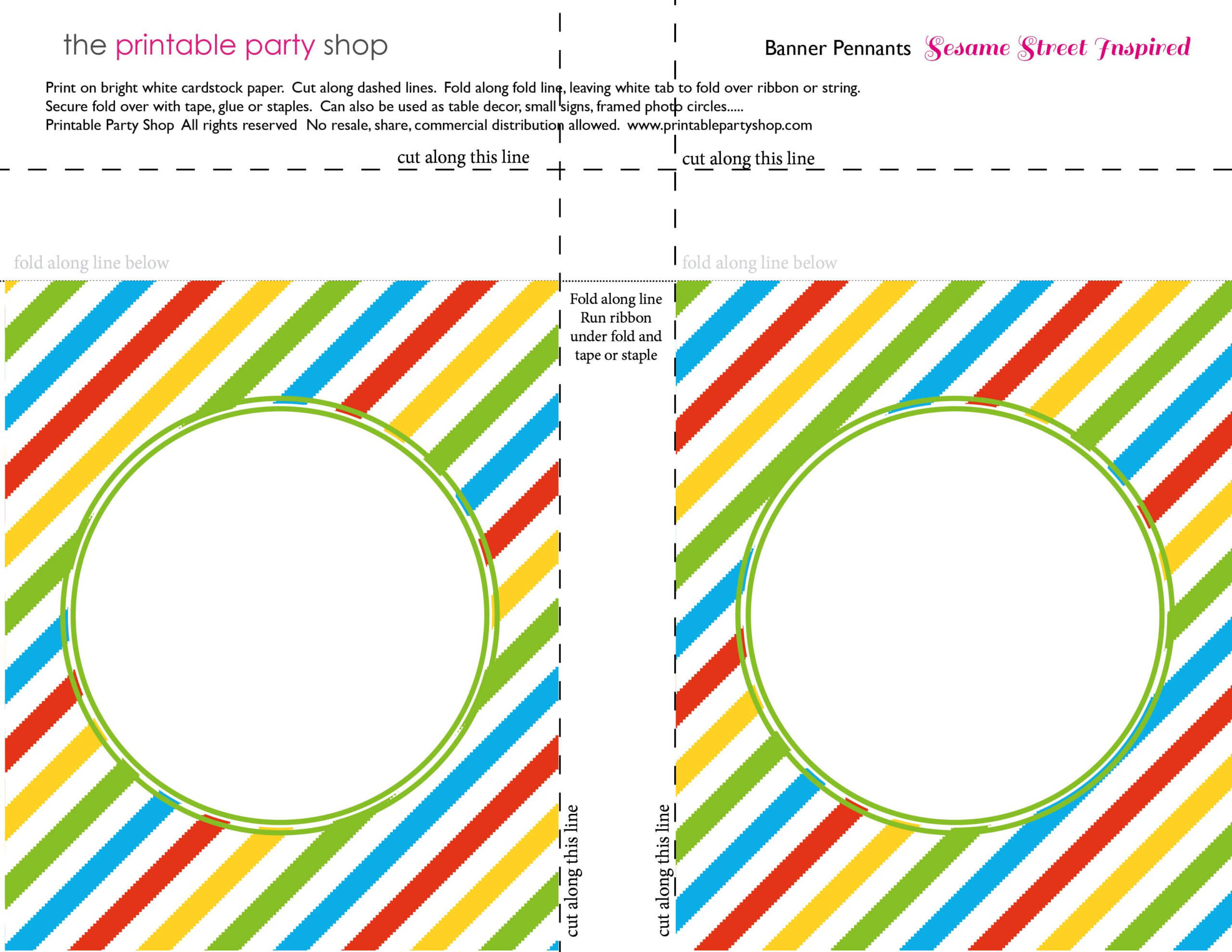 Banner Squares Stripes Sesame Street Printablepartyshop For Staples Banner Template