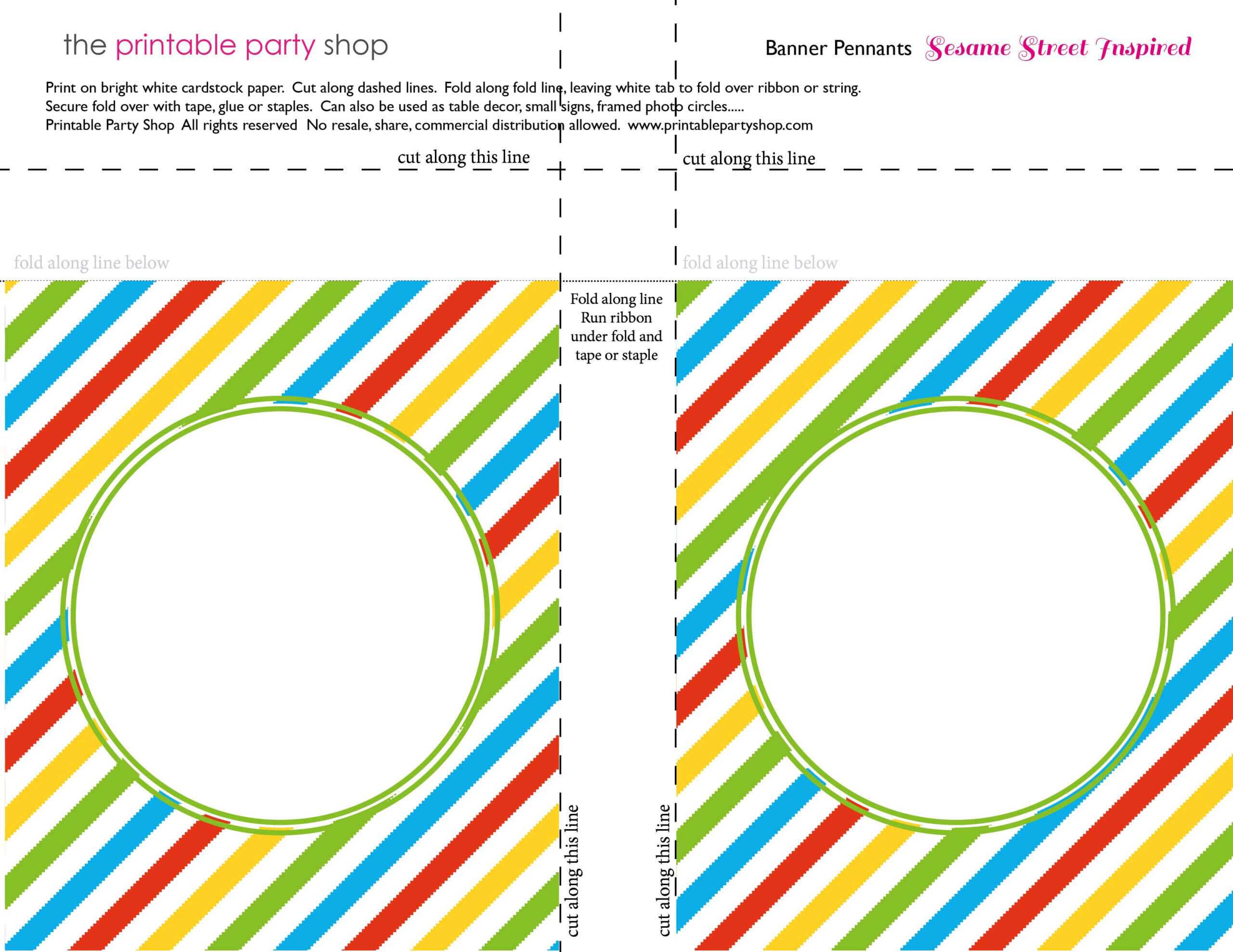 Banner Squares Stripes Sesame Street Printablepartyshop For Staples Banner Template