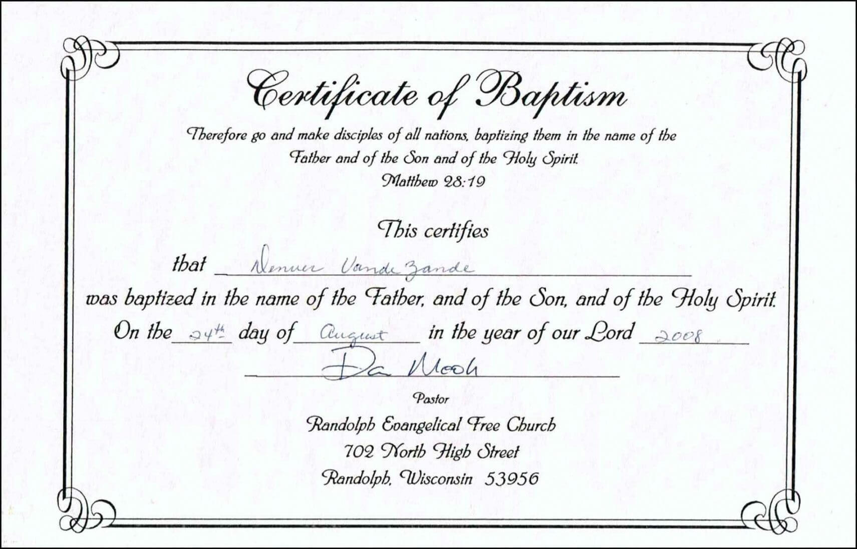 Baptism Certificate Template Catholic Word Free Professional For Baptism Certificate Template Word