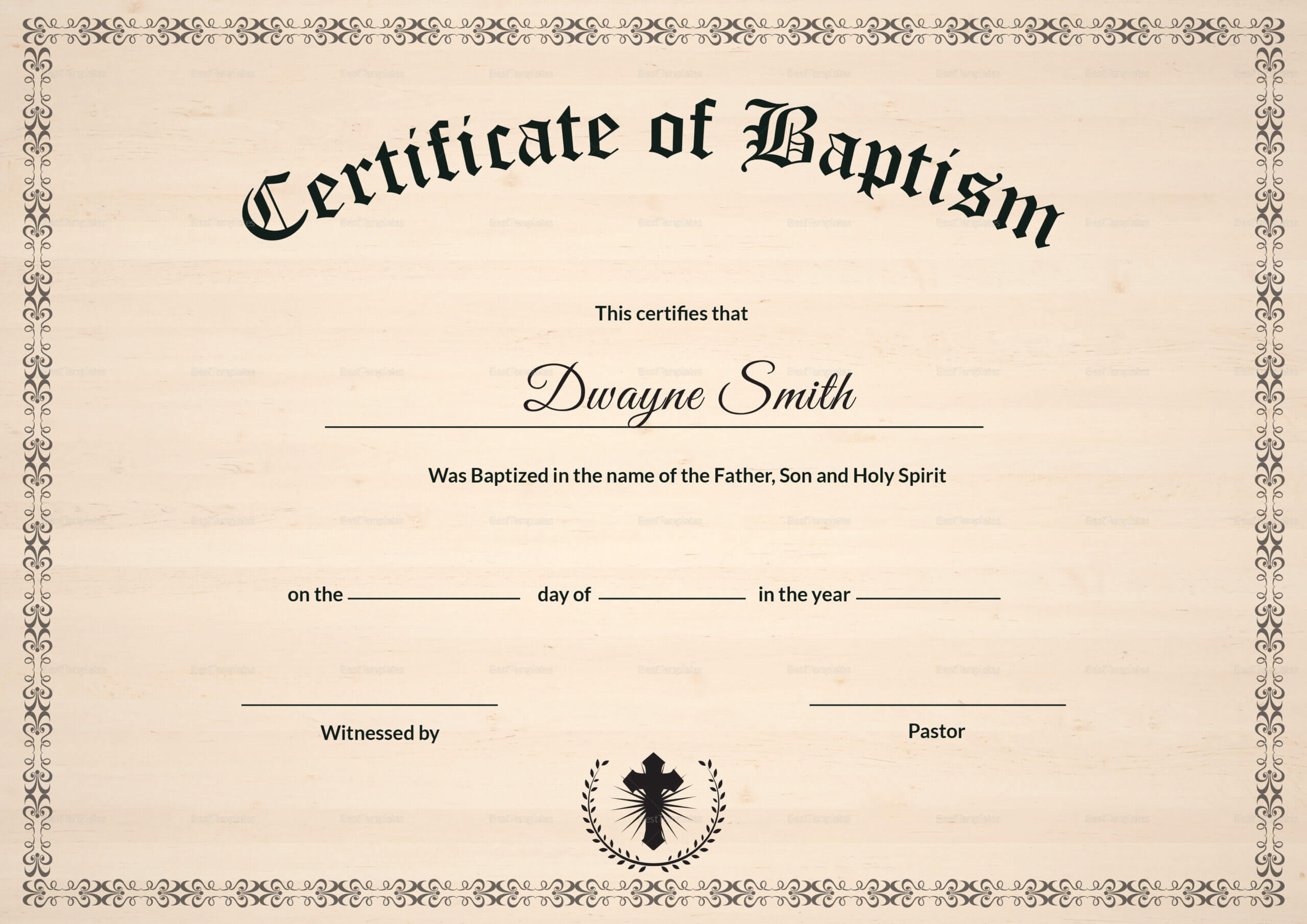 Baptism Certificate Template Regarding Baptism Certificate Template Download