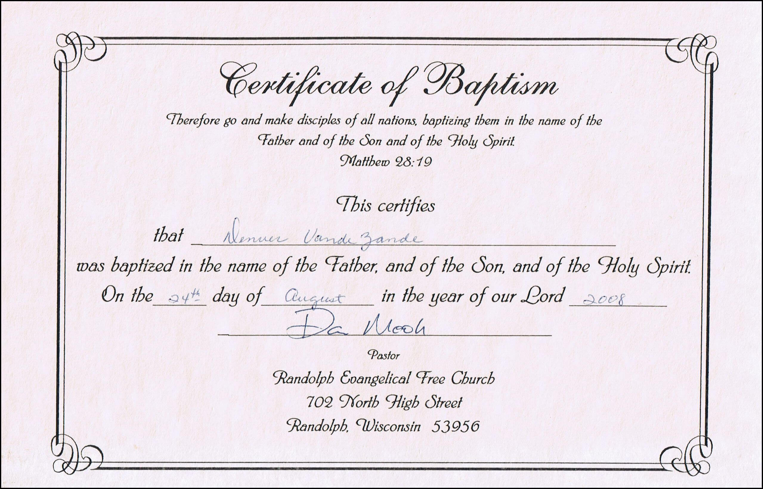 Baptism Certificates Free Online | Denver's Certificate Of In Ordination Certificate Templates