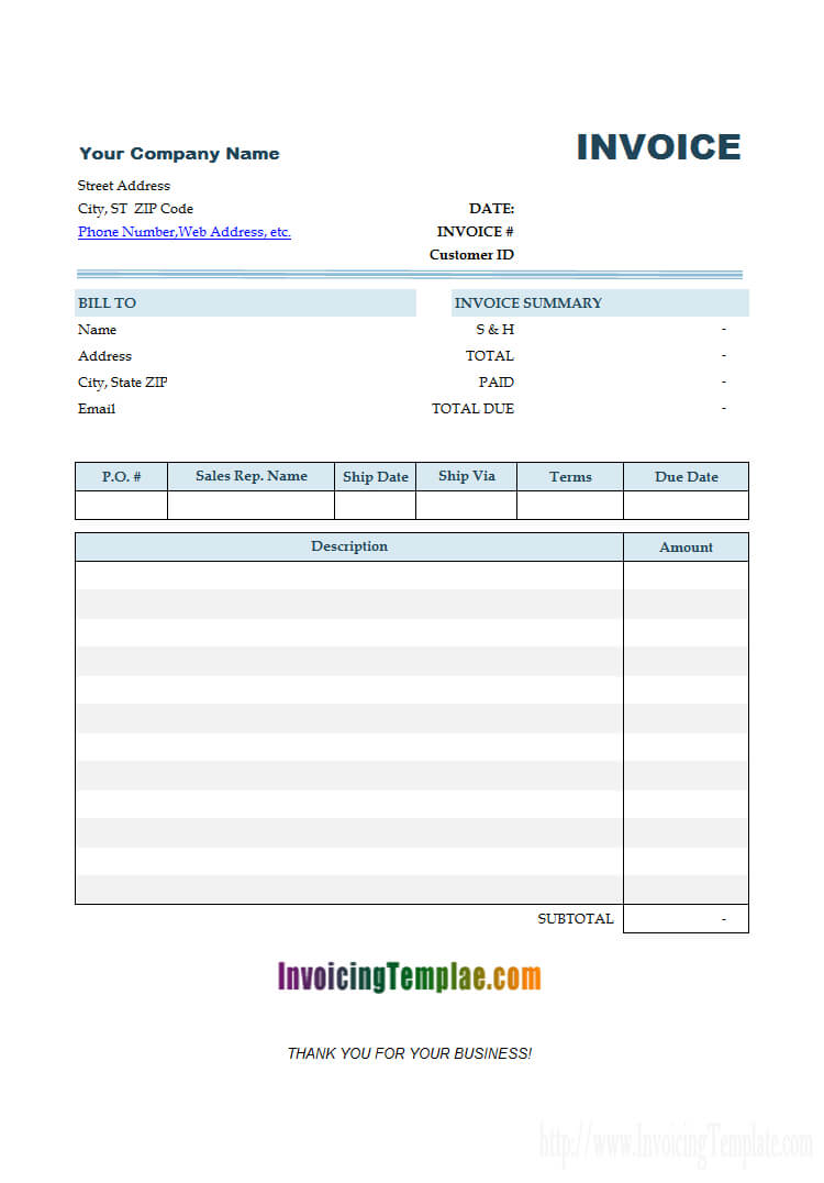 Basic Invoice Template For Mac Inside Free Invoice Template Word Mac