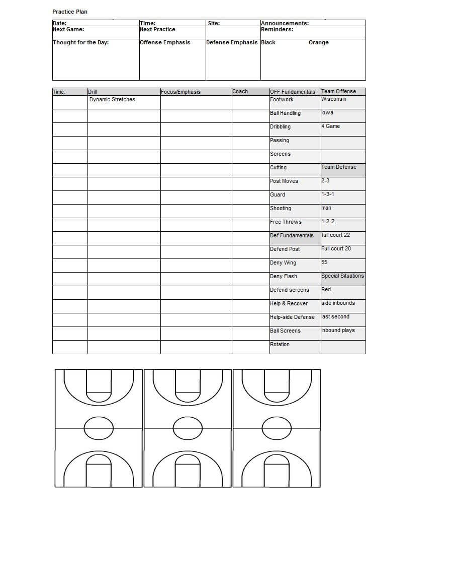 Basketball Practice Plan | Template Sample | Basketball With Regard To Blank Hockey Practice Plan Template