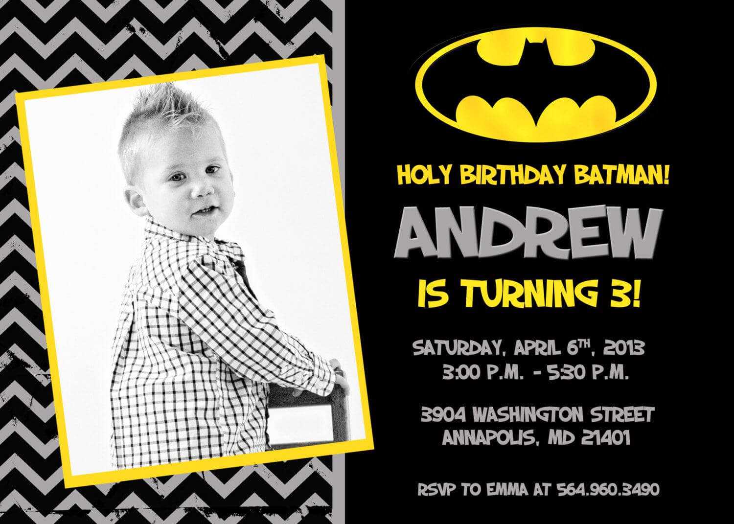 Batman Birthday Party Invitation Printable Intended For Batman Birthday Card Template