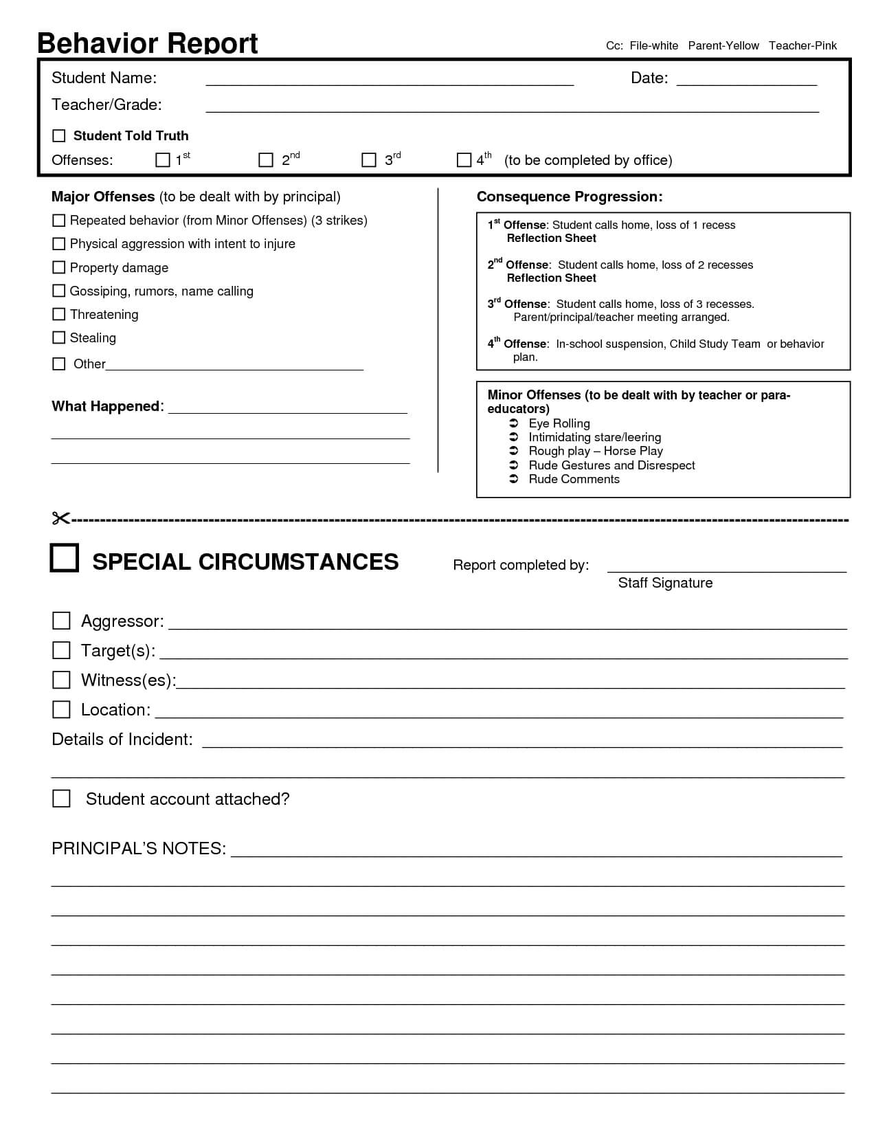 Behavior Report Template | Behavior Report Cc File White With Regard To Pupil Report Template