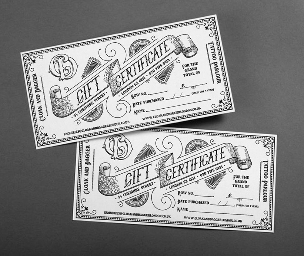 Bespoke, Hand Drawn Illustrative Gift Certificates And Pertaining To Tattoo Gift Certificate Template
