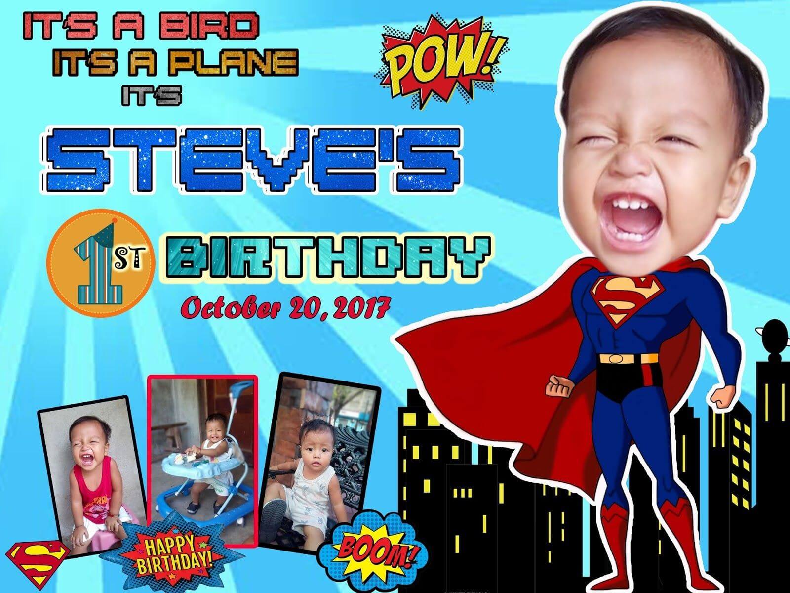 Best Superman Birthday Theme Tarpaulin | Superman Birthday Inside Superman Birthday Card Template
