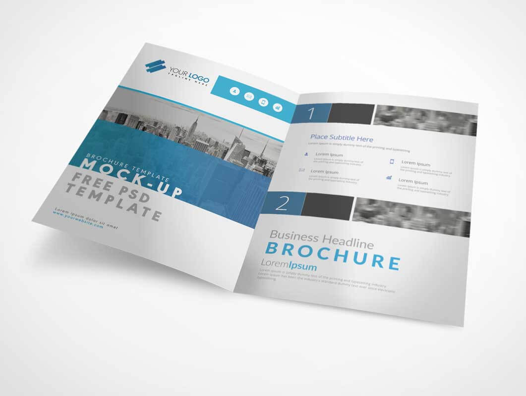 Bi Fold A4 Brochure Left & Right Panels Psd Mockup – Psd Mockups In Two Fold Brochure Template Psd