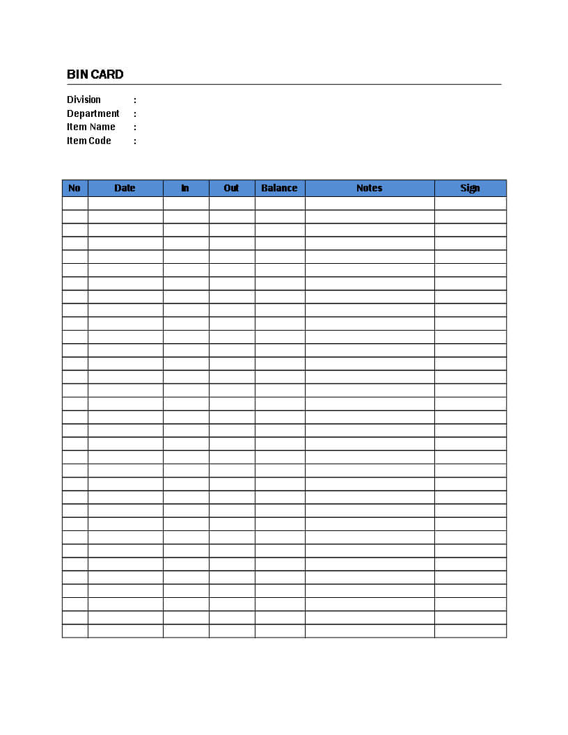 Bin Card – Are You Managing A Warehouse And Like To Inside Sample Job Cards Templates