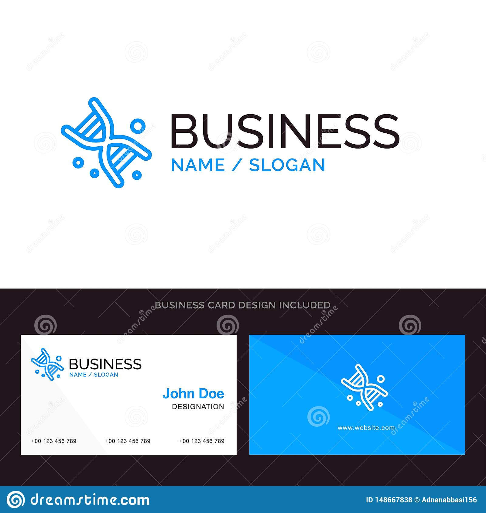 Bio, Dna, Genetics, Technology Blue Business Logo And For Bio Card Template