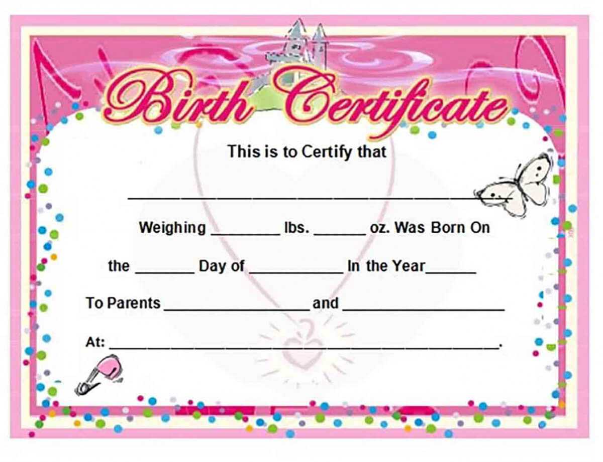 Birth Certificate Template And To Make It Awesome To Read With Girl Birth Certificate Template