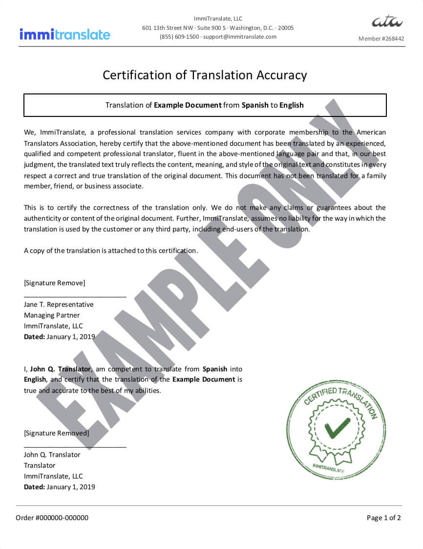 Birth Certificate Translations | Immitranslate In Uscis Birth Certificate Translation Template