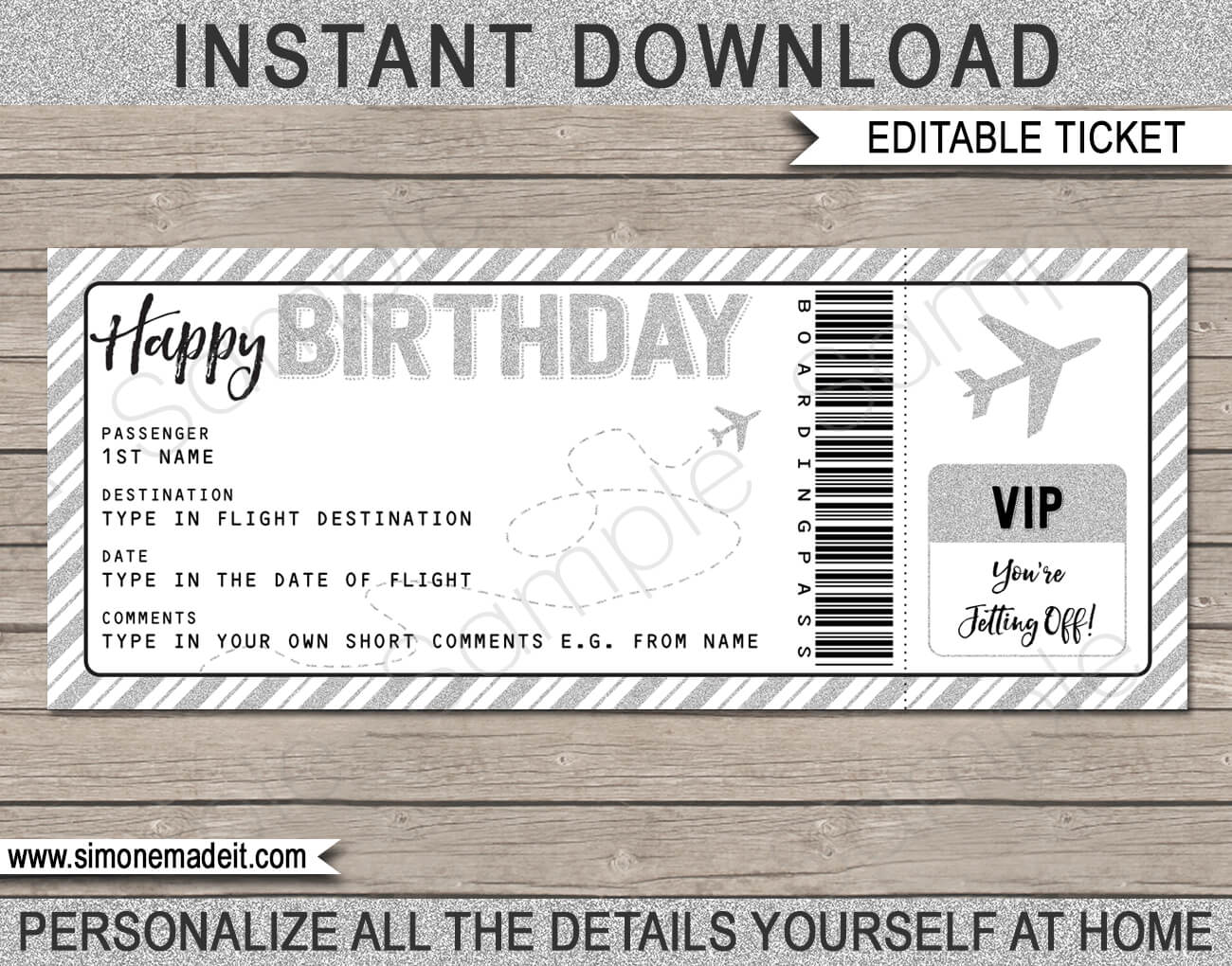 Birthday Boarding Pass Gift Ticket Template | Surprise Plane Regarding Track And Field Certificate Templates Free