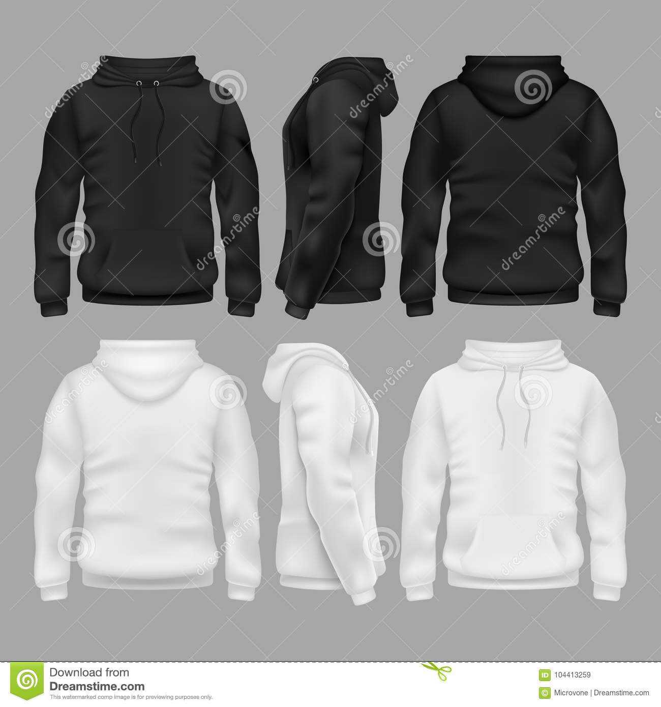 Black And White Blank Sweatshirt Hoodie Vector Templates Inside Blank Black Hoodie Template