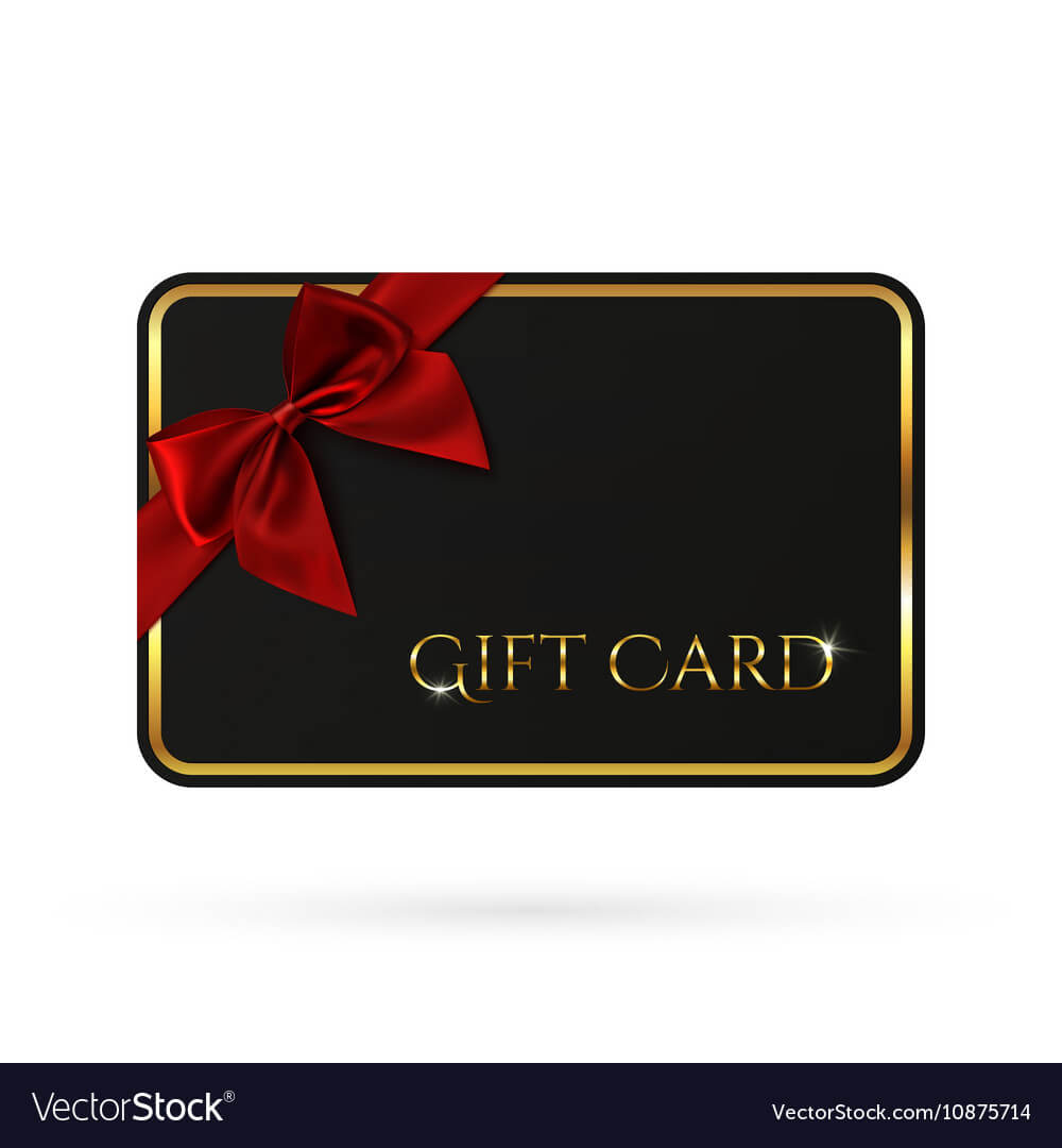 Black Gift Card Template With Red Ribbon And A Bow Throughout Gift Card Template Illustrator