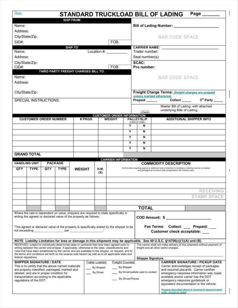 Blank Bol Form – Forza.mbiconsultingltd With Blank Bol Template