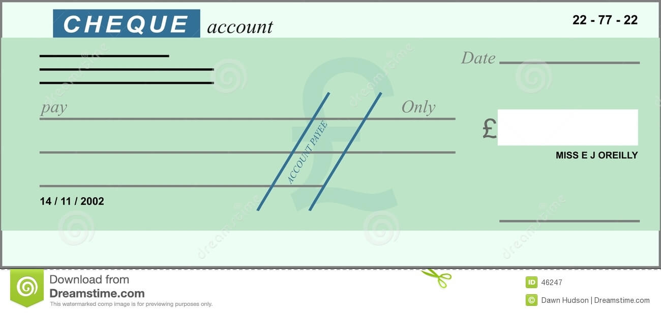 Blank Cheque Stock Vector. Illustration Of Chequebook With Blank Cheque Template Download Free