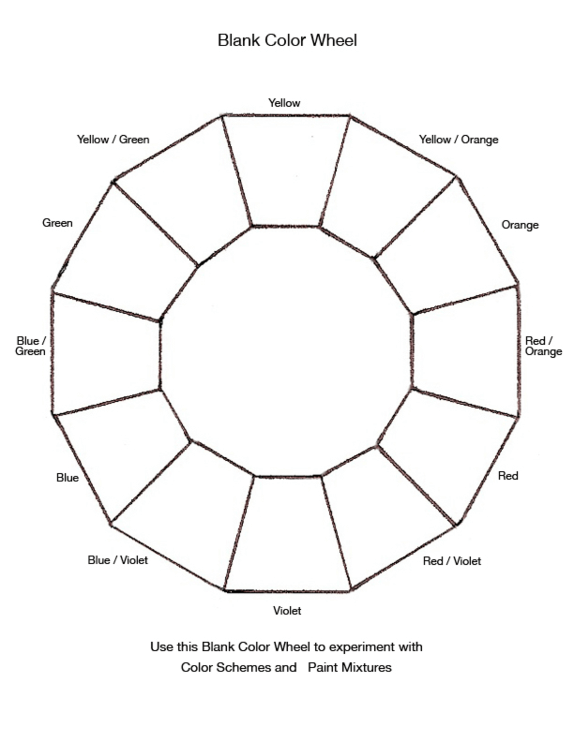 Blank Color Wheel Chart | Templates At Allbusinesstemplates Intended For Blank Color Wheel Template