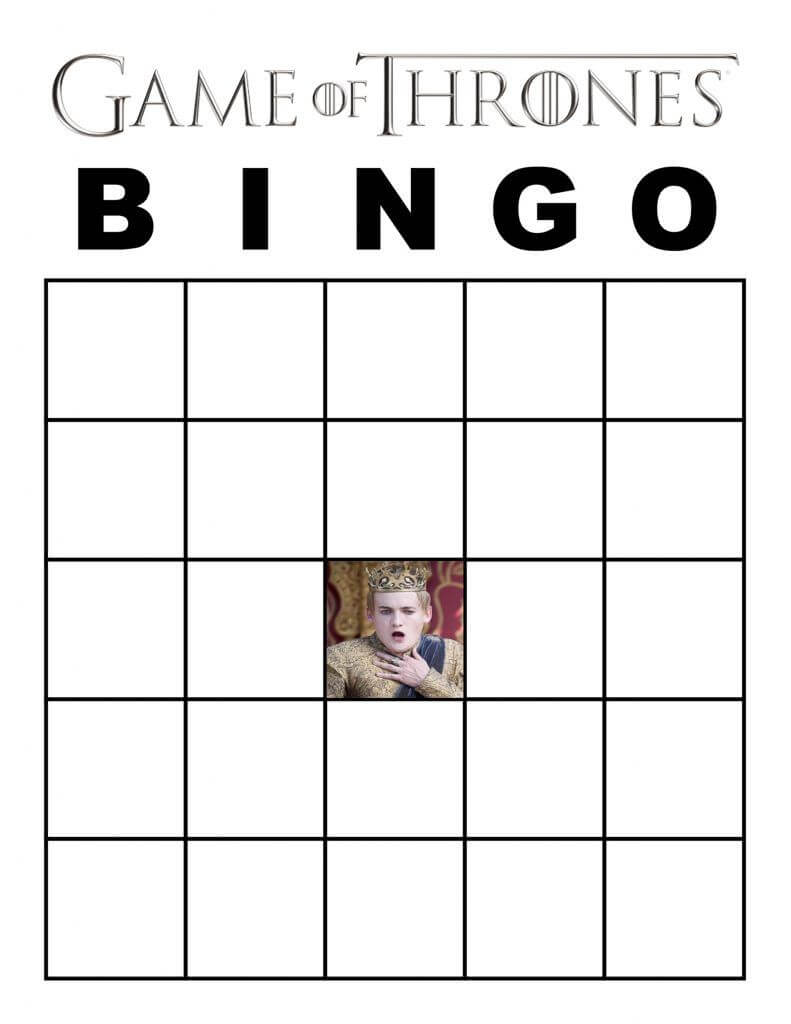 Blank Game Of Thrones Bingo Card With Joffrey | Game Of With Regard To Blank Bingo Template Pdf