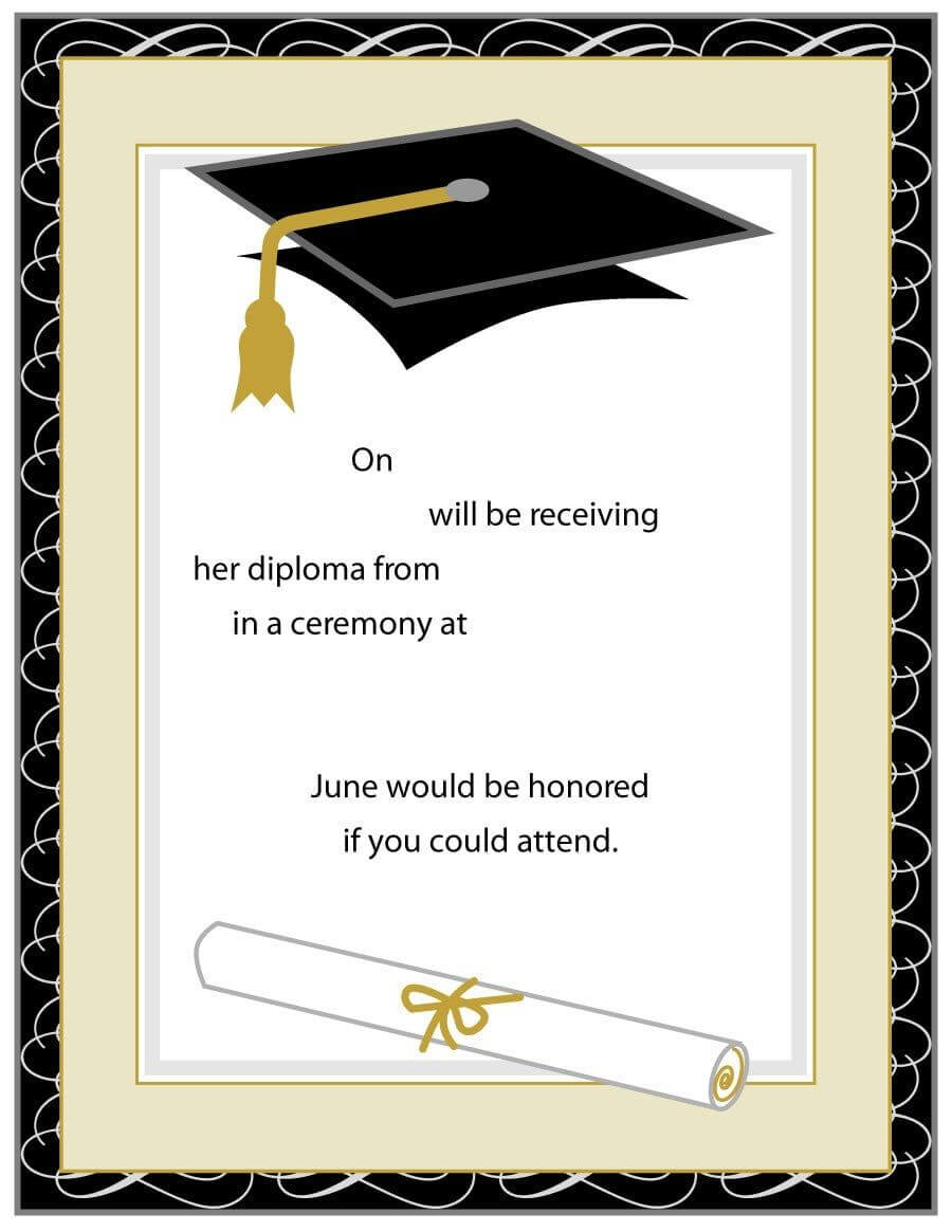 Blank Graduation Invitation Templates – Zimer.bwong.co With Free Graduation Invitation Templates For Word