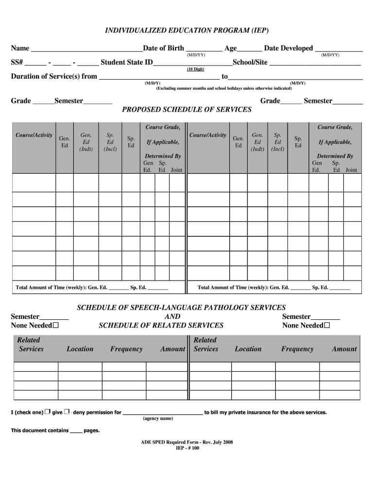 Blank Iep Template Pdf Arkansas – Fill Online, Printable Intended For Blank Iep Template