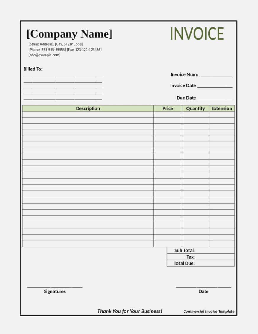 Blank Invoice Sample Pdf Fillable Service Free Receipt Intended For Free Printable Invoice Template Microsoft Word