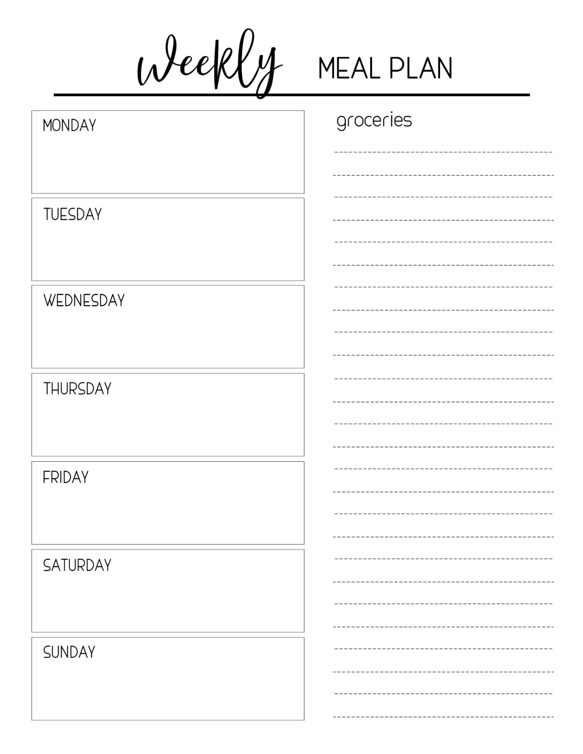 Blank Meal Plan Template – Ironi.celikdemirsan Within Blank Meal Plan Template