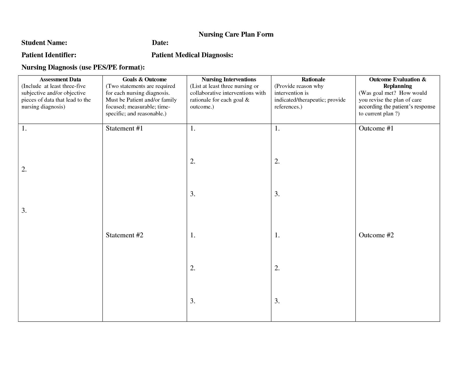 Blank Nursing Care Plan Templates – Google Search | Nursing Throughout Nursing Care Plan Templates Blank