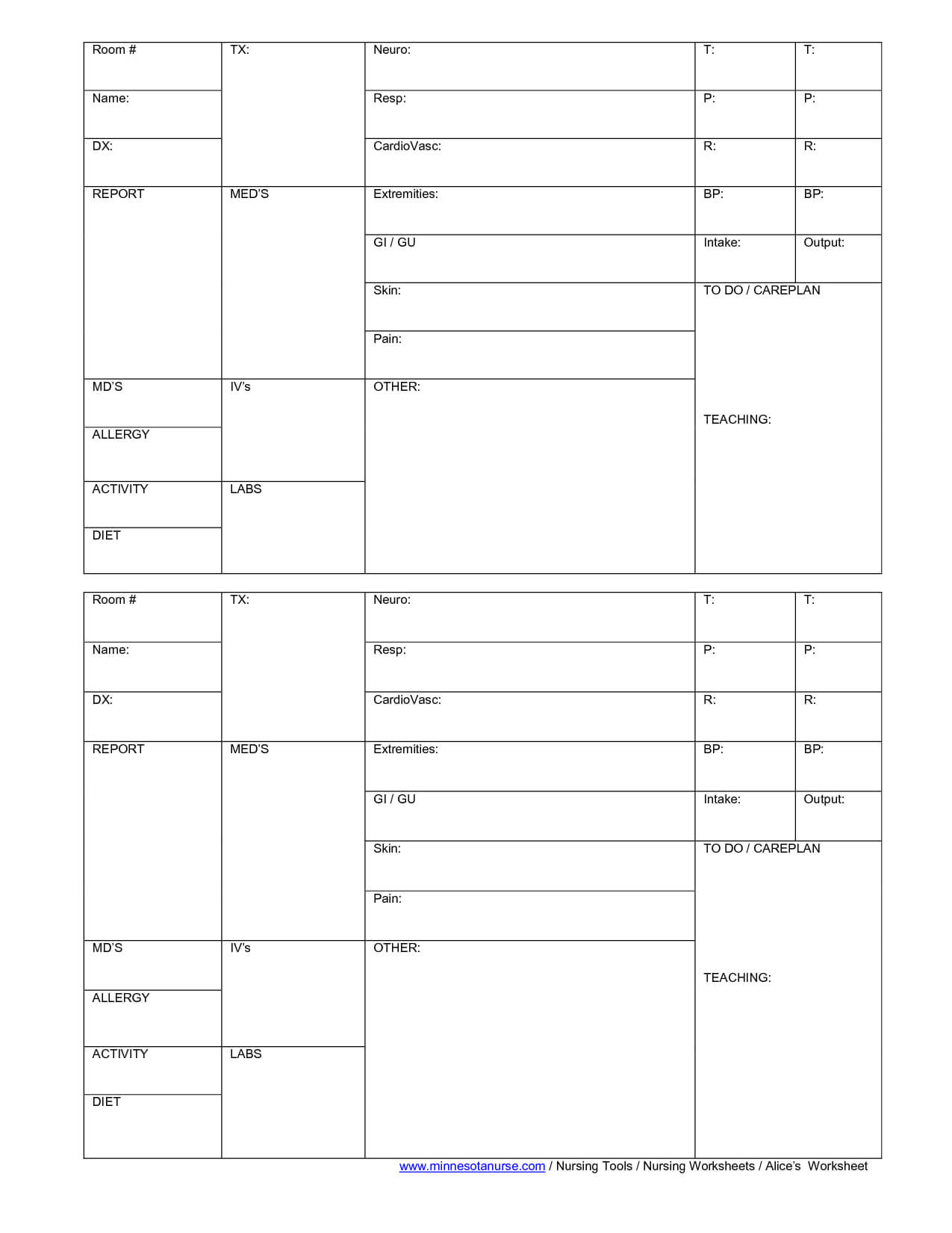 Blank Nursing Report Sheets For Newborns | Nursing Patient For Nurse Report Sheet Templates
