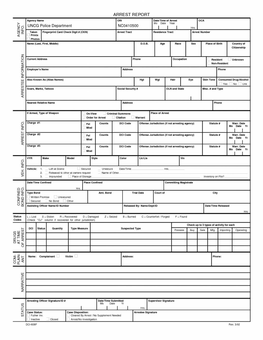 Blank Police Report Template Examples Statement Pdf With Blank Police Report Template