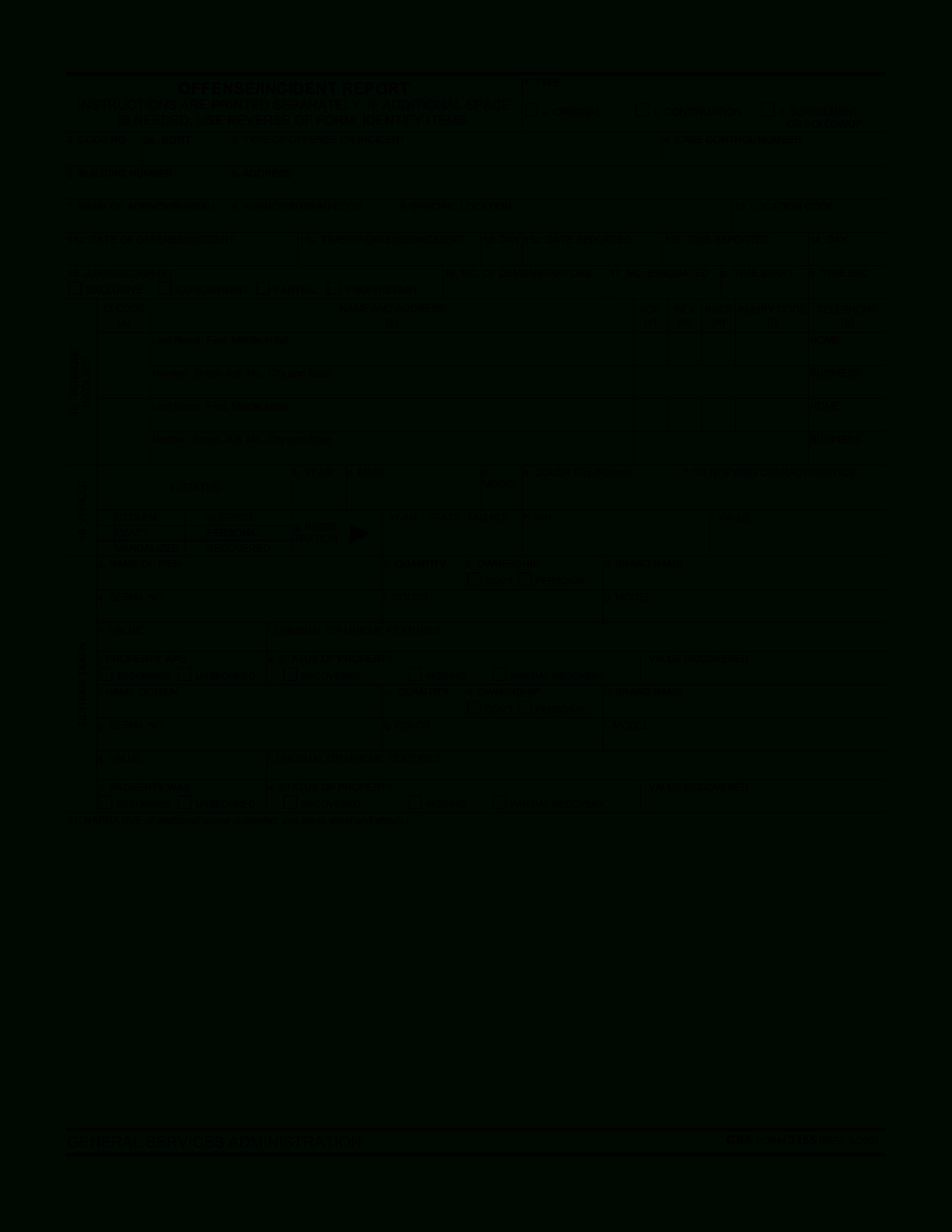 Blank Police Report Template | Templates At Throughout Police Incident Report Template