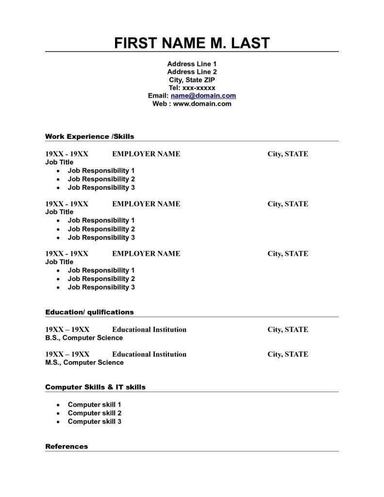 Blank Resume Template Word | Free Printable Resume, Free Intended For Free Blank Cv Template Download