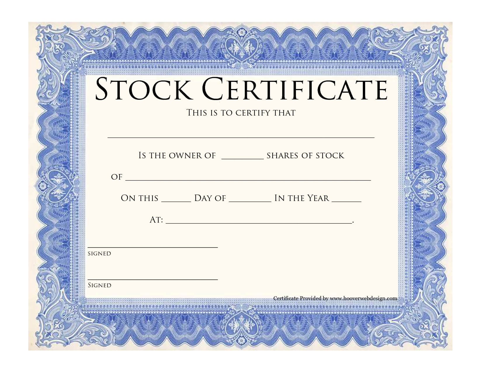 Blank Stock Certificate Template | Printable Stock Regarding Template For Share Certificate