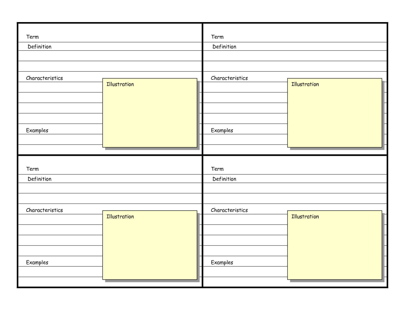 Blank Vocabulary Card Template | Vocabulary Cards For Flashcard Template Word