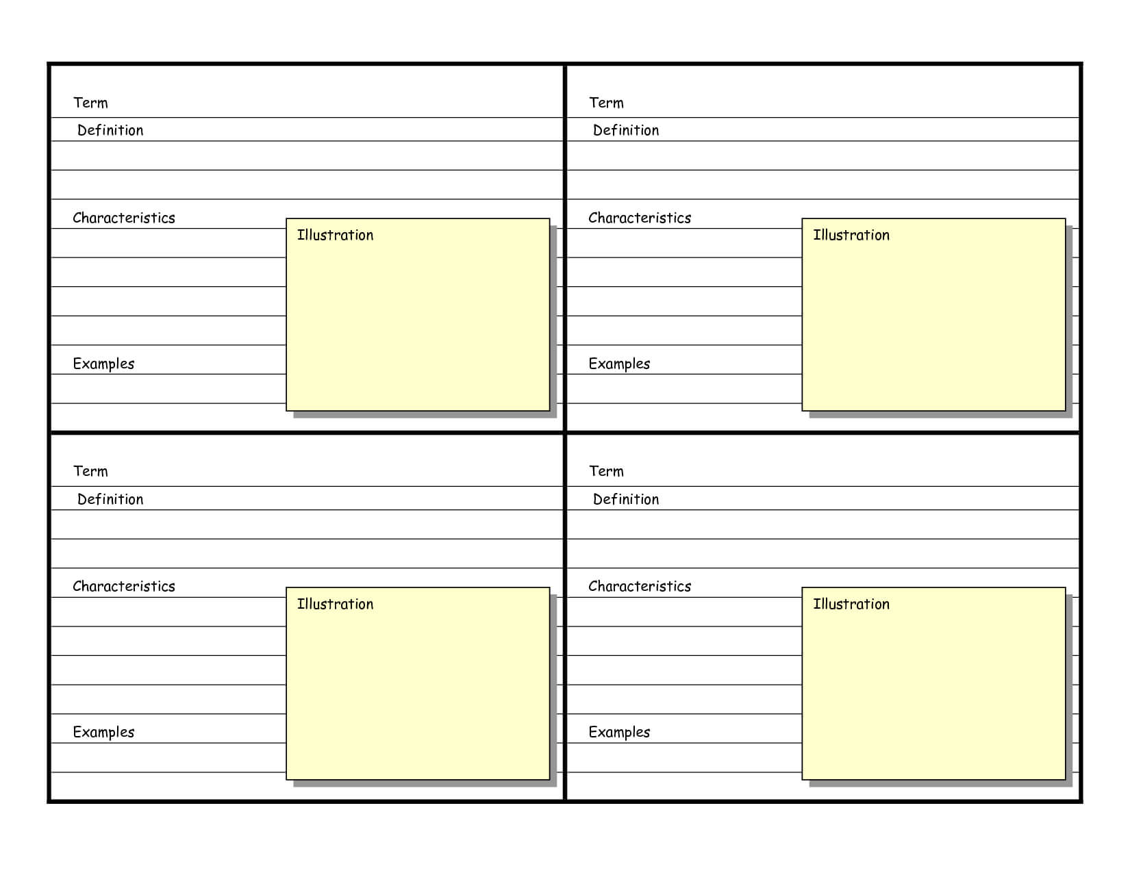 Blank Vocabulary Card Template | Vocabulary Cards For Word Cue Card Template