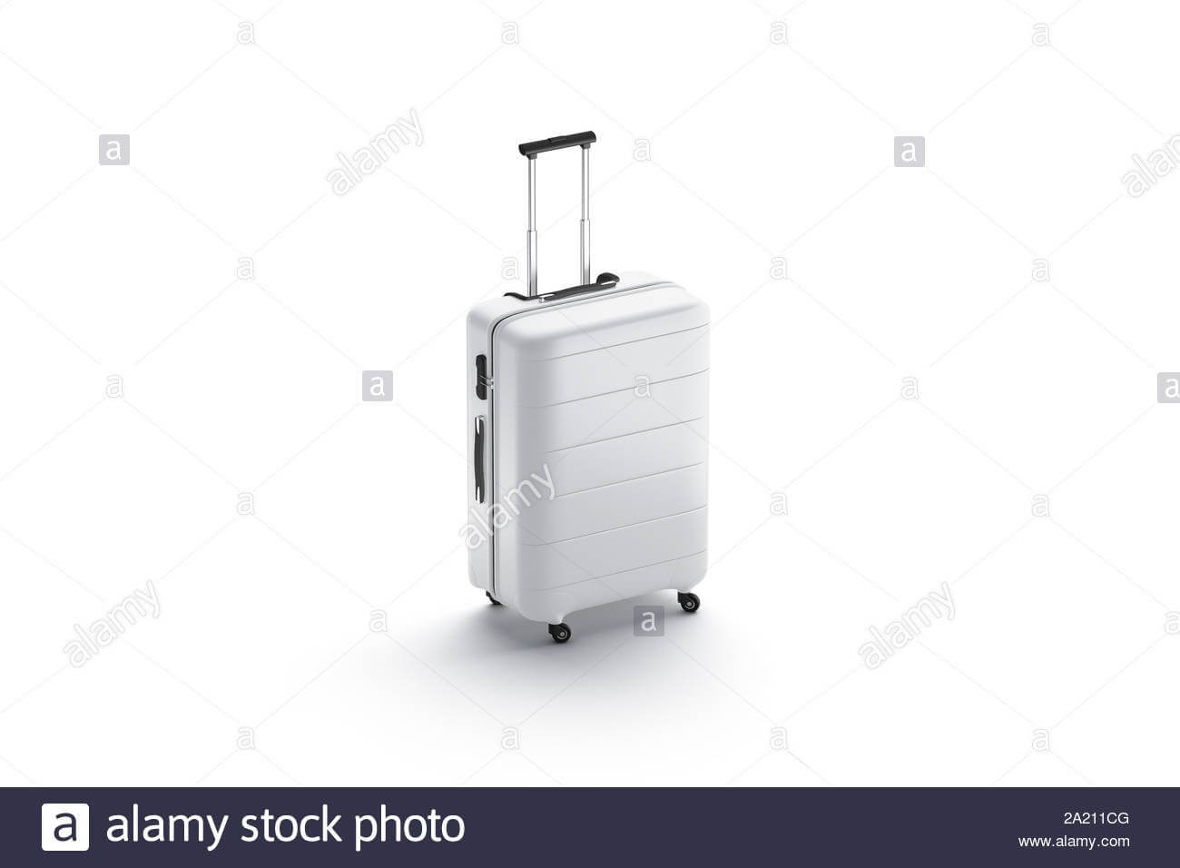 Blank White Suitcase With Handle Mockup Stand Isolated, 3D In Blank Suitcase Template