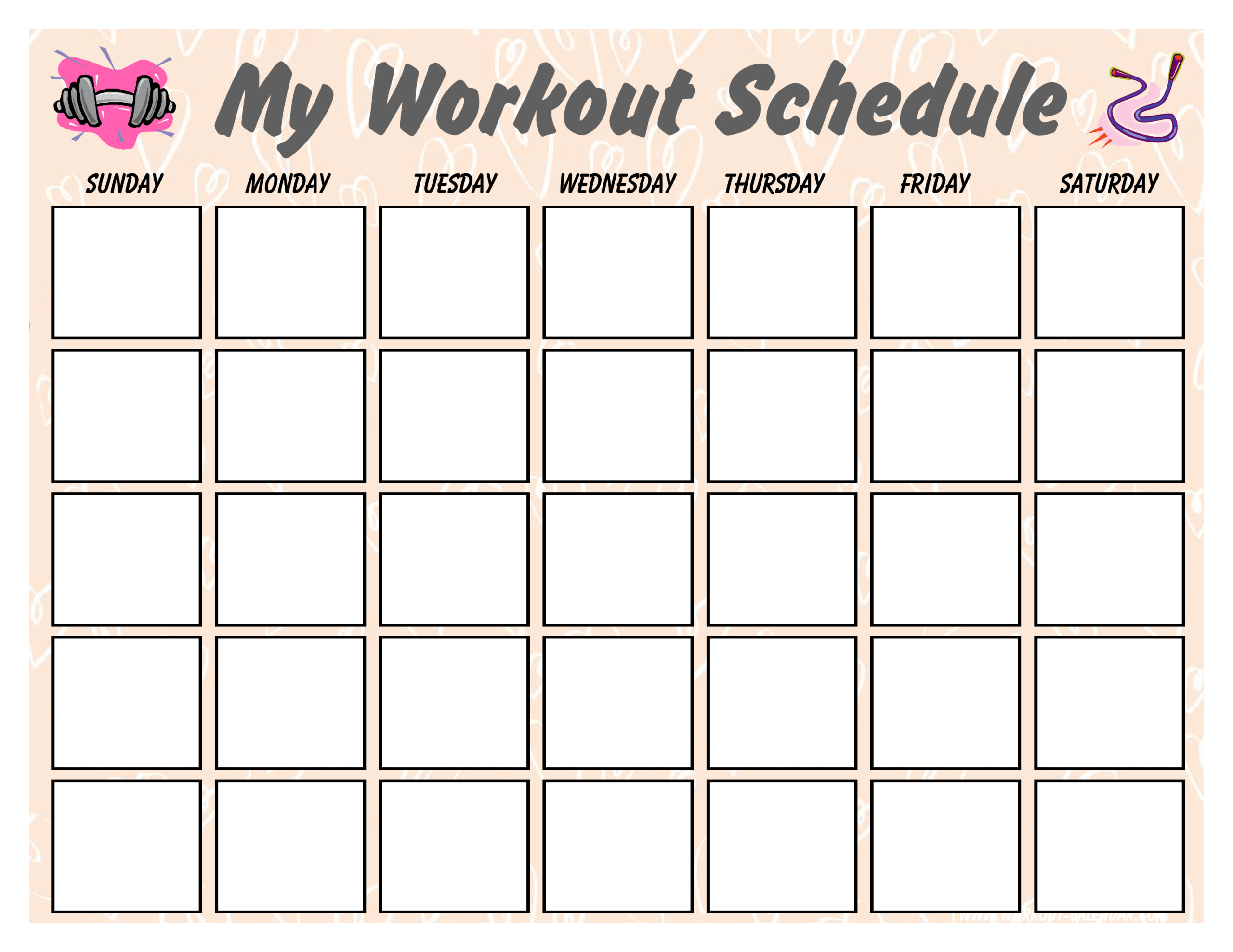 Blank Workout Calendar Template