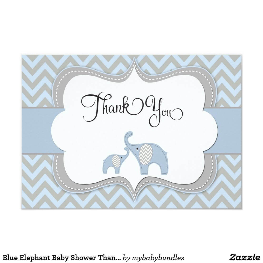 Blue Elephant Baby Shower Thank You Card | Zazzle | Baby Within Thank You Card Template For Baby Shower